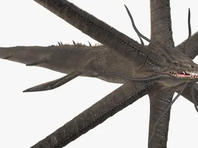  Mythical Sea Leviathan Serpent Form Black Rigged for Cinema 4D 