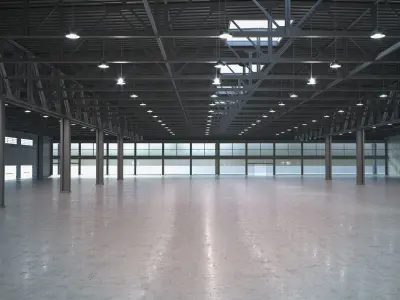 Warehouse empty with windows 3D model