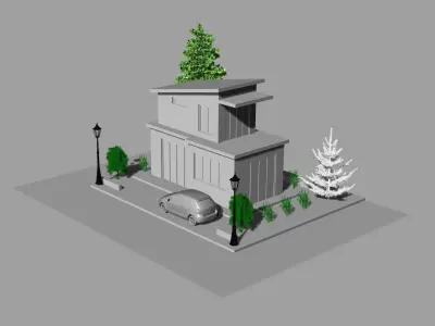 Detached house country house 3D modeling source 3D print model