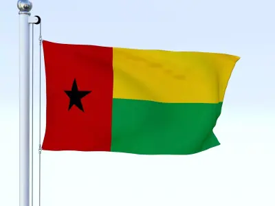 Animated Guinea-Bissau Flag Low-poly 3D model