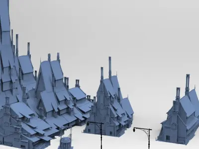 Village horror themed Kit bash  3D model