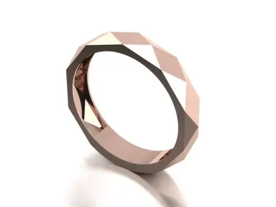 Modern Faceted Gold Ring - Geometric Cut Ring - Jewelry 3D Model 3D print model
