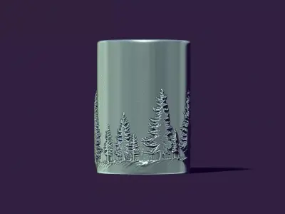  candle with a picture of fir trees 3D print model