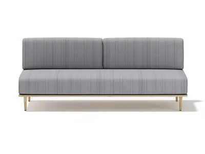 Grey Sofa with Wooden Frame 3D model