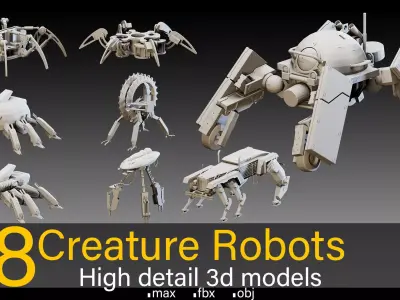 8 Creature Robots- High detail 3d models Low-poly 3D model