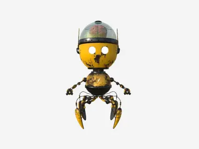 Brain Robot G05 Yellow - SciFi Character Design Low-poly 3D model