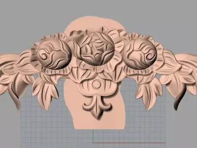 European style flower 3D relief STL Model for cnc engraving E077 3D model