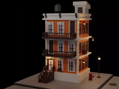 cartoon house Low-poly 3D model