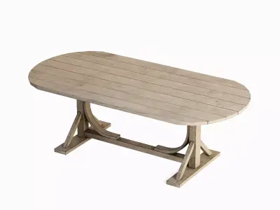 Medieval Wooden Tavern Table 02 Low-poly 3D model