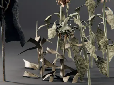 Scarecrow - Wilted Sunflowers - Wilted Crops Low-poly 3D model