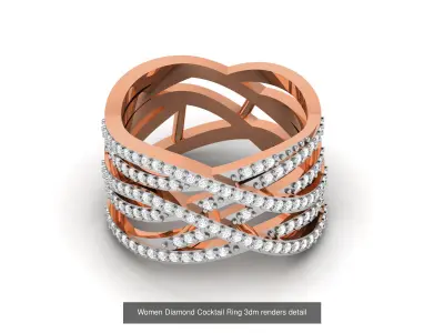 13 Cross Wire Mesh High Jewelry Diamond Ring 3dm renders details 3D Model Pack