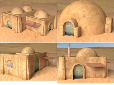 Tatooine Buildings Low-poly 3D model
