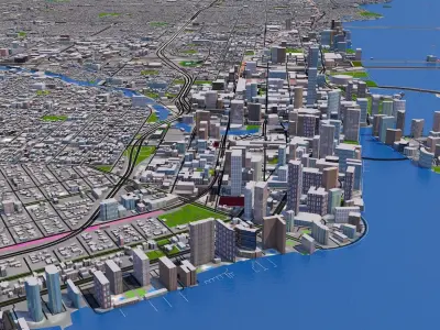 Miami City of Florida Low-poly 3D model