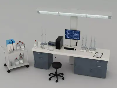 Chemical Laboratory Workbench Low-poly 3D model