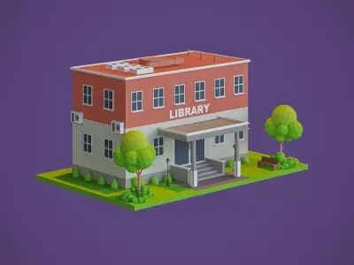 Library Building Low-poly 3D model