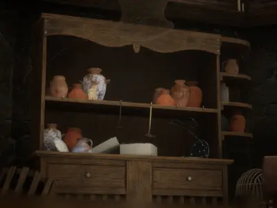 Hagrids Hut medieval prop pack Low-poly 3D model