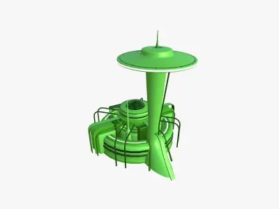 SciFi Facility D06 Green - Sci Fi Exterior Design Low-poly 3D model