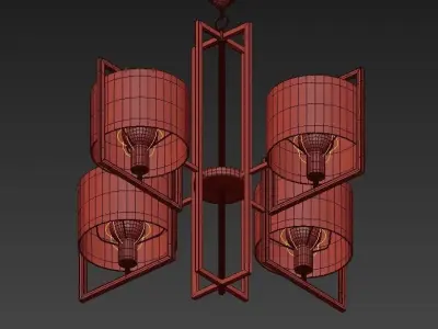 Conniston gold chandelier with shades 3D model