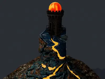Lava Portal Tower Low-poly 3D model