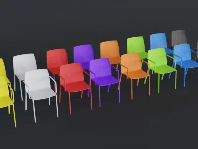 Stackable Plastic Chair Low-poly 3D model 3