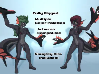 Acheron Hydra Nude Low-poly 3D model