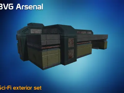 Sci-fi exterior set Low-poly 3D model