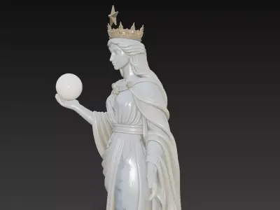 Celestial Star Goddess - Marble Oracle Statue Radiant Sphere 3D print model