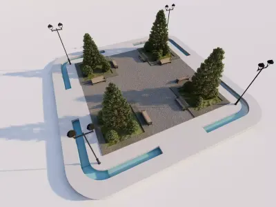 public park-Private Park Landscape 3D model