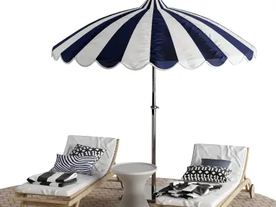 Beach lounge outdoor set 4 3D model