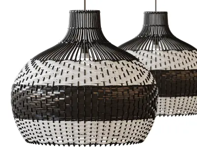 Lampshade Rattan Pendant Light 3D model