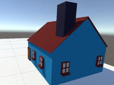 LowPolyHouse house with roof Low-poly 3D model