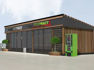 Barnhouse mini market Low-poly 3D model