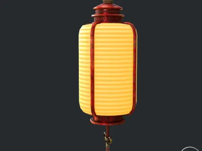 Pbr Chinese Lantern - Street Lamp Low-poly 3D model
