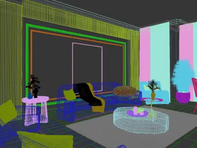 Living Room 3D Interior Scene 3D model