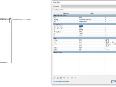 Sliding door interior - Full parametric Revit Family  Free low-poly 3D model