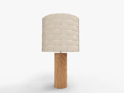 Shinola Parker Wood Table Lamp With Woven Leather 3D model