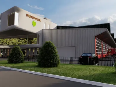 FireStation Building 01 Low-poly 3D model