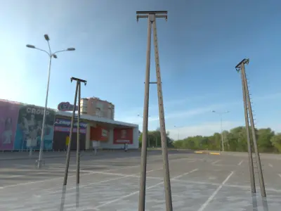 Wooden Electricity Pole without Ladder - Object 039 Low-poly 3D model