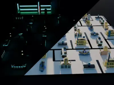 Procedural Simple Scifi building made in Blender  Low-poly 3D model