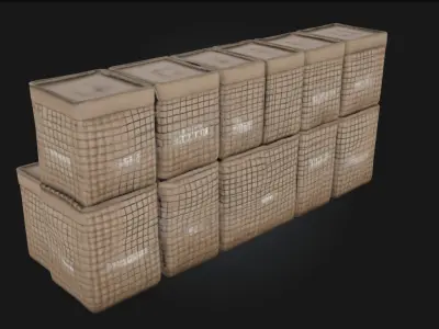 Gabion Wall Blocks  Durable Natural Reinforcement 3D model