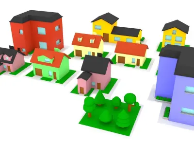 10 Low poly houses pack Low-poly 3D model