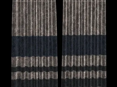 Curtain pair of curtains with stripes 3D model