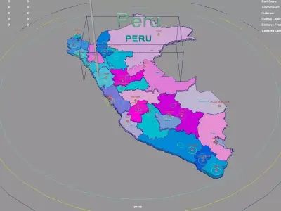 Peru map region geography political geographic administrative 3D model