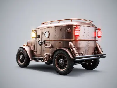  Steampunk Armored Van 3D Model LOD1 