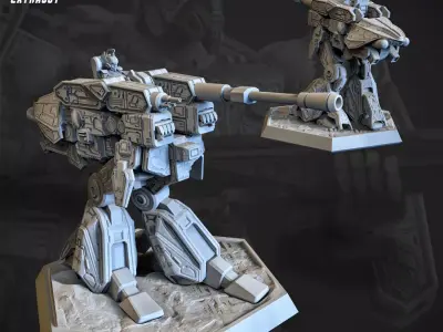 Walking Tank Mech 3D Printable 75mm 3D print model