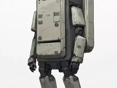 Warehouse Android Helper - Low Poly Cargo Holding Robot  3D model