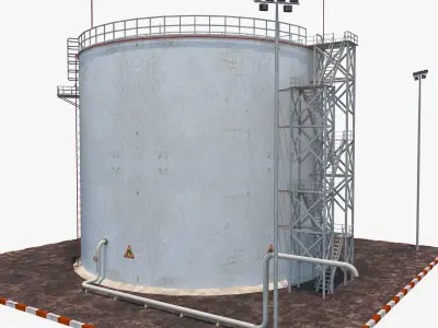 Oil Tank - Refinery Low-poly 3D model