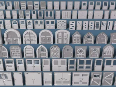 Doors Collection - 101 pieces Low-poly 3D model