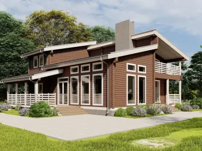 3D model of a wooden house 3D model