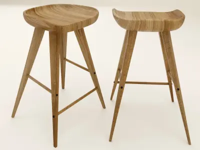 Wood Bar Stool 3D model